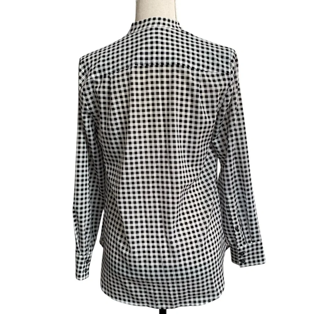 J.Crew Black White Gingham Check Long Sleeve Button Front Blouse XS - Picture 11 of 15